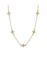 Suzy Levian New York Sterling Silver Cubic Zirconia Flower Station Necklace