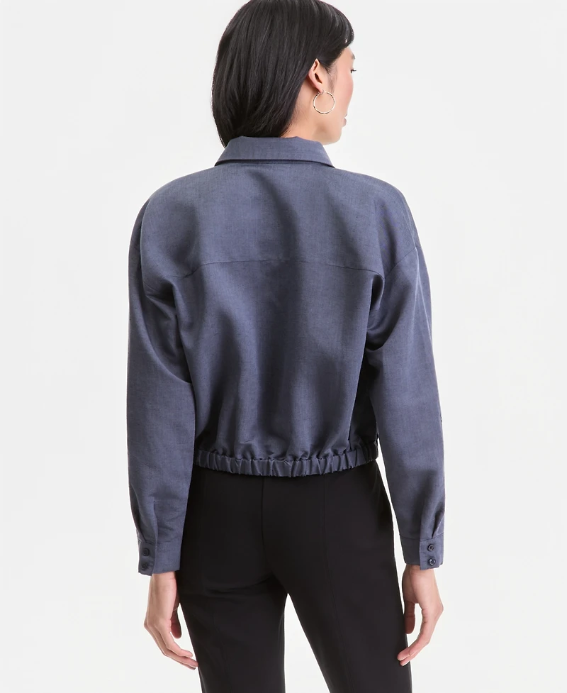 I.n.c. International Concepts Women's Linen-Blend Button-Front Tie-Hem Shirt, Macy's Exclusive