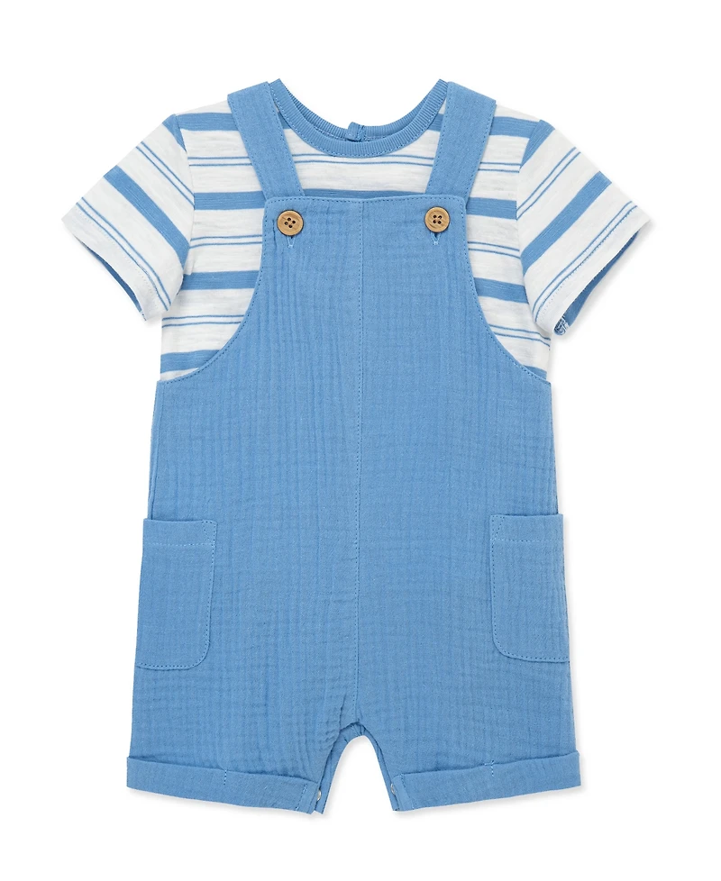 Little Me Baby Boys' Solid Shortall Set