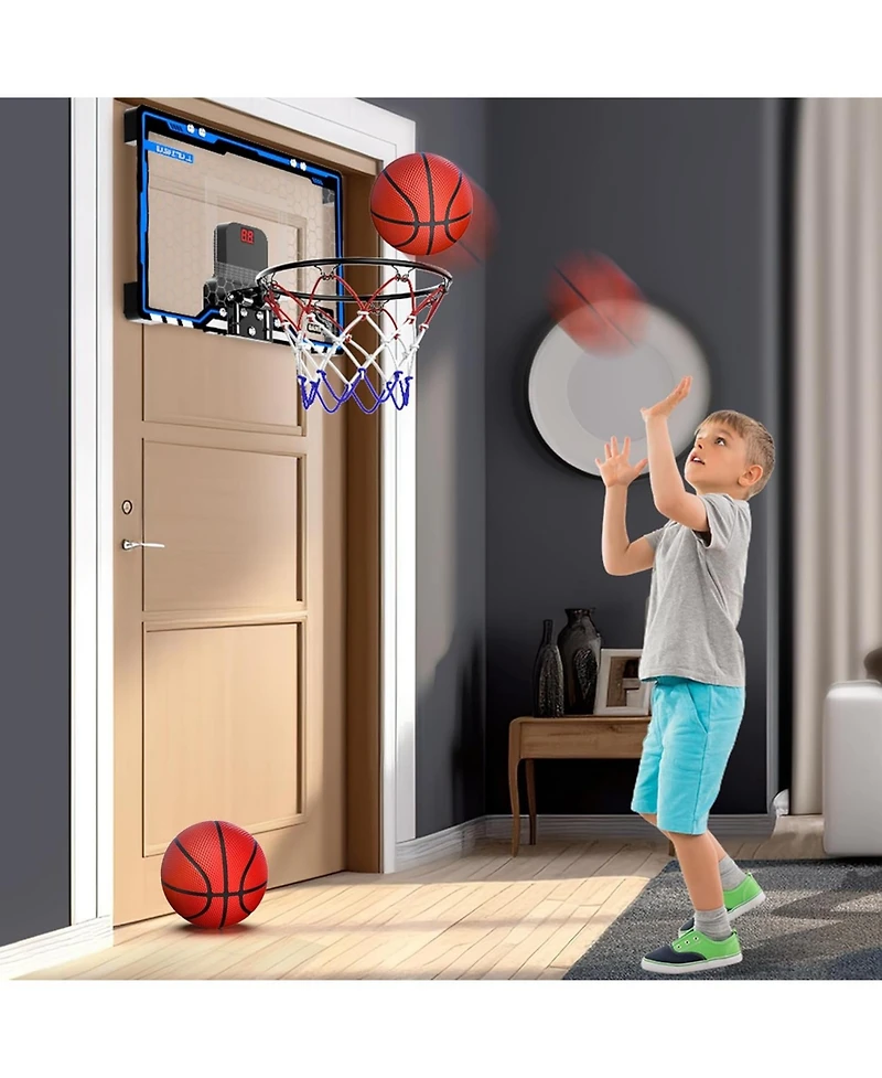 HopeRock Indoor Mini Basketball Hoop for Kids, Basketball Hoops Over The Door with Led Lighting