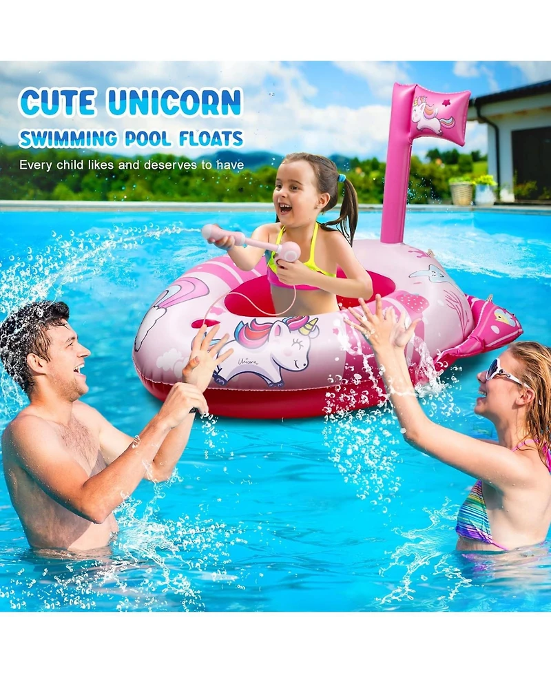 HopeRock Unicorn Pool Floats for Toddlers and Kids, with Water Gun, Pool Toys for Old Girls