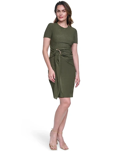 Vince Camuto Women's Textured Knit Draped Waist Bodycon Dress