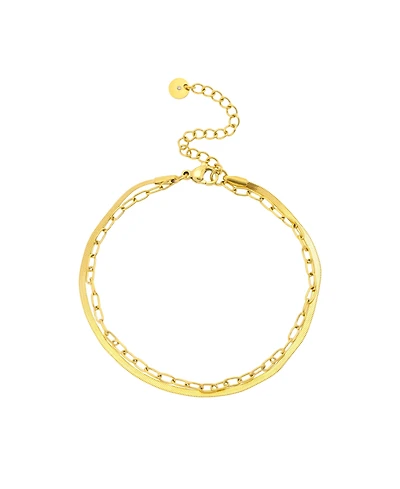 Unwritten x Moda Sport Waterproof Paperclip and Herringbone Chain Layered Bracelet