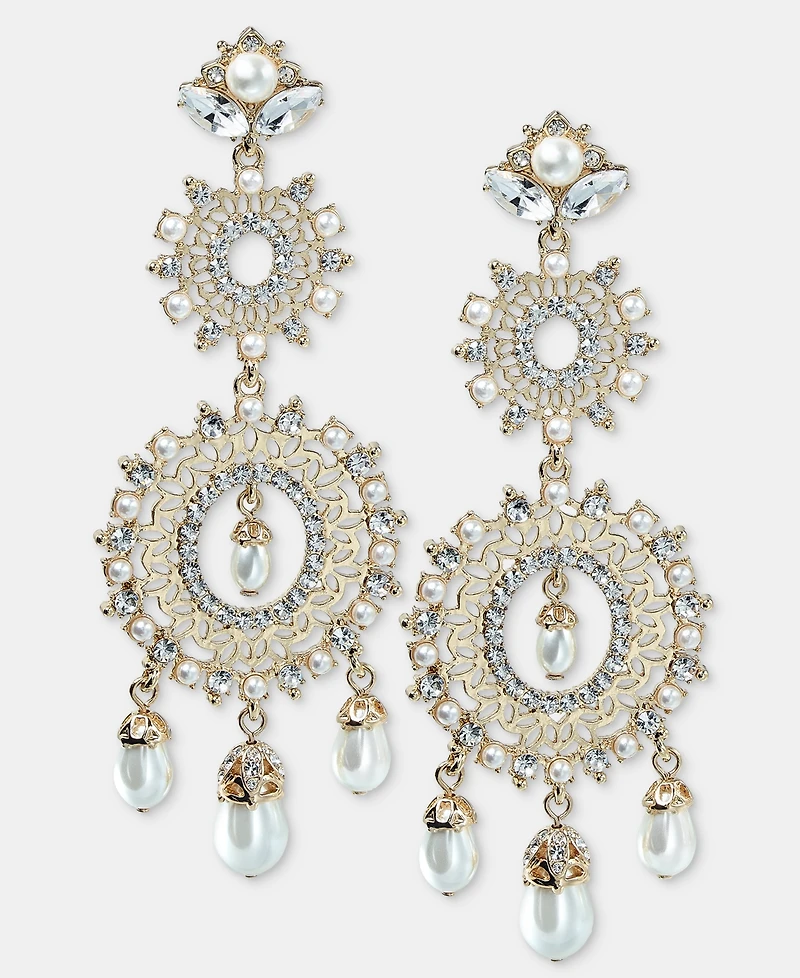 Marchesa Crystal & Imitation Pearl Chandelier Earrings