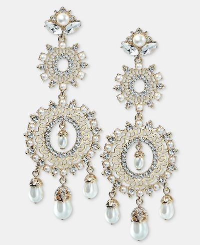 Marchesa Crystal & Imitation Pearl Chandelier Earrings