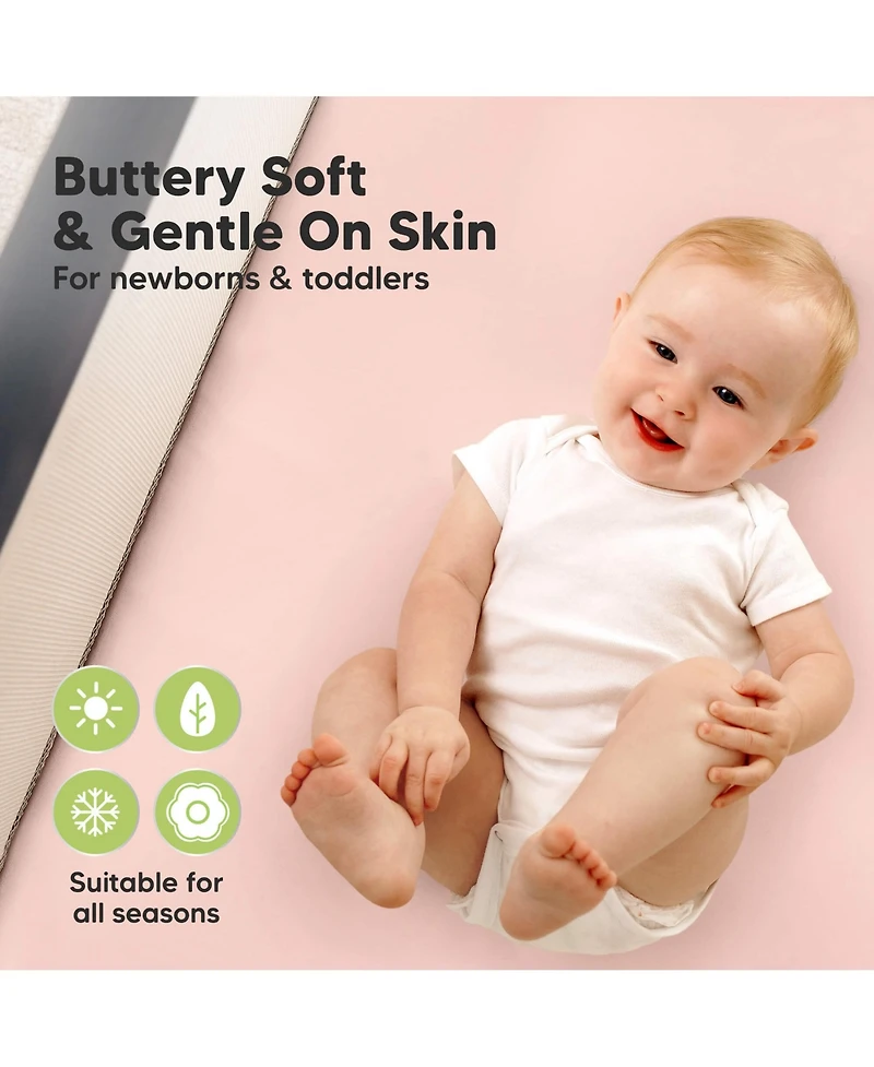 KeaBabies 2pk Isla Waterproof Mini Crib Sheets for Boy, Girl, Soft Pack and Play Graco Mattress
