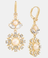 Marchesa Crystal & Imitation Pearl Double Drop Earrings