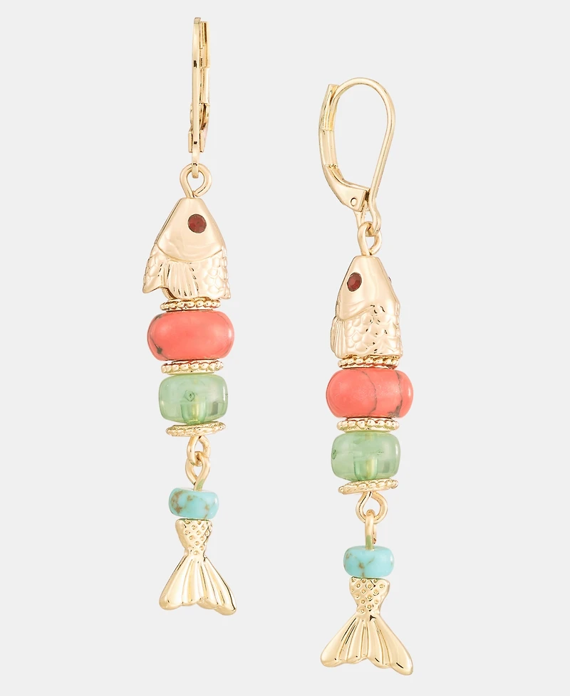lonna & lilly Bead Fish Linear Drop Earrings