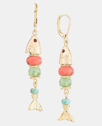 lonna & lilly Bead Fish Linear Drop Earrings