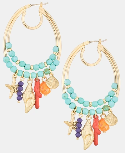 lonna & lilly Sealife Charm Beaded Hoop Earrings