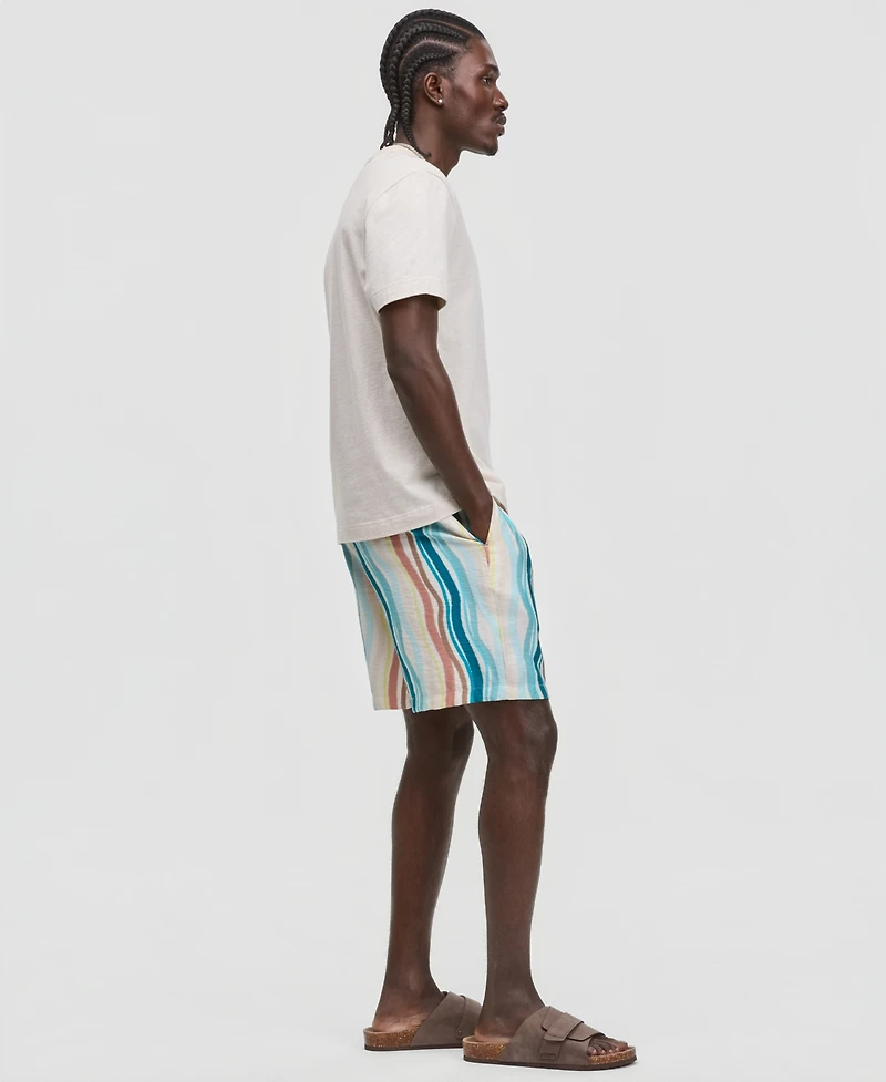 Mode of One Men's Wave Stripe 6.5" Drawstring Shorts, Macy's Exclusive