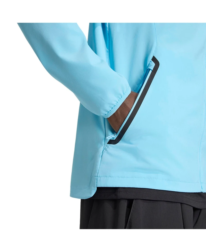 Adidas Men's Light Blue Minnesota United Fc Tiro Travel Full-Zip Hooded Windbreaker Jacket