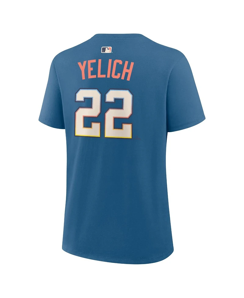 Nike Women's Christian Yelich Blue Milwaukee Brewers 2026 City Connect Name Number T-Shirt