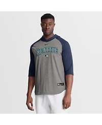 Nike Men's Gray Seattle Mariners Authentic Collection Flux Dri-fit Raglan 3/4-Sleeve Hooded T-Shirt