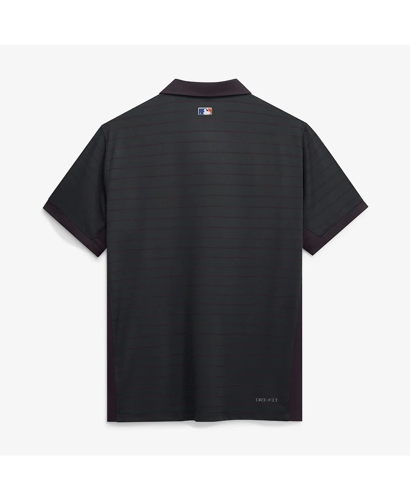 Nike Men's Black New York Mets Authentic Collection Striped Victory Dri-fit Polo Shirt