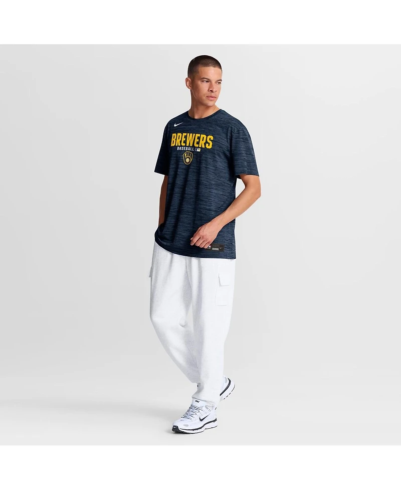 Nike Men's Navy Milwaukee Brewers Authentic Collection Velocity Dri-fit T-Shirt