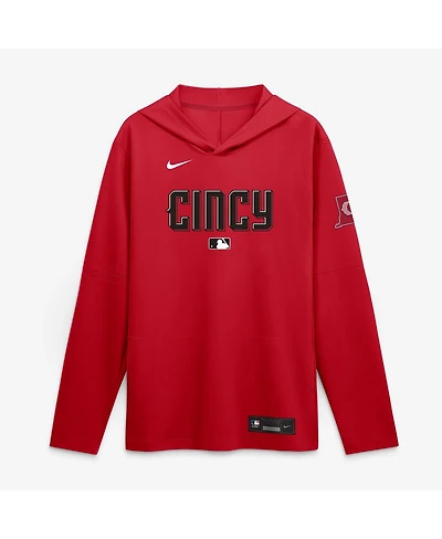 Nike Men's Red Cincinnati Reds 2026 City Connect Dri-fit Long Sleeve Hooded T-Shirt