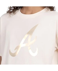 Starter Women's Cream Atlanta Braves Pastels Boxy Cropped T-Shirt