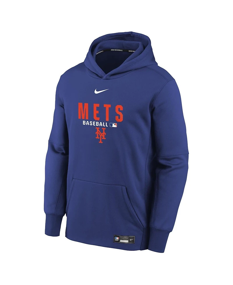 Nike Big Boys and Girls Royal New York Mets Authentic Collection Therma-fit Hoodie