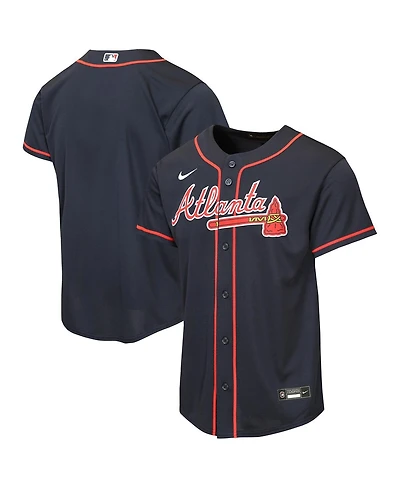 Nike Big Boys and Girls Navy Atlanta Braves Alternate Replica Jersey