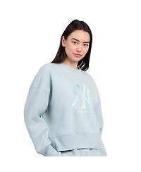 Starter Women's Mint New York Yankees Pastels Boxy Fleece Sweatshirt