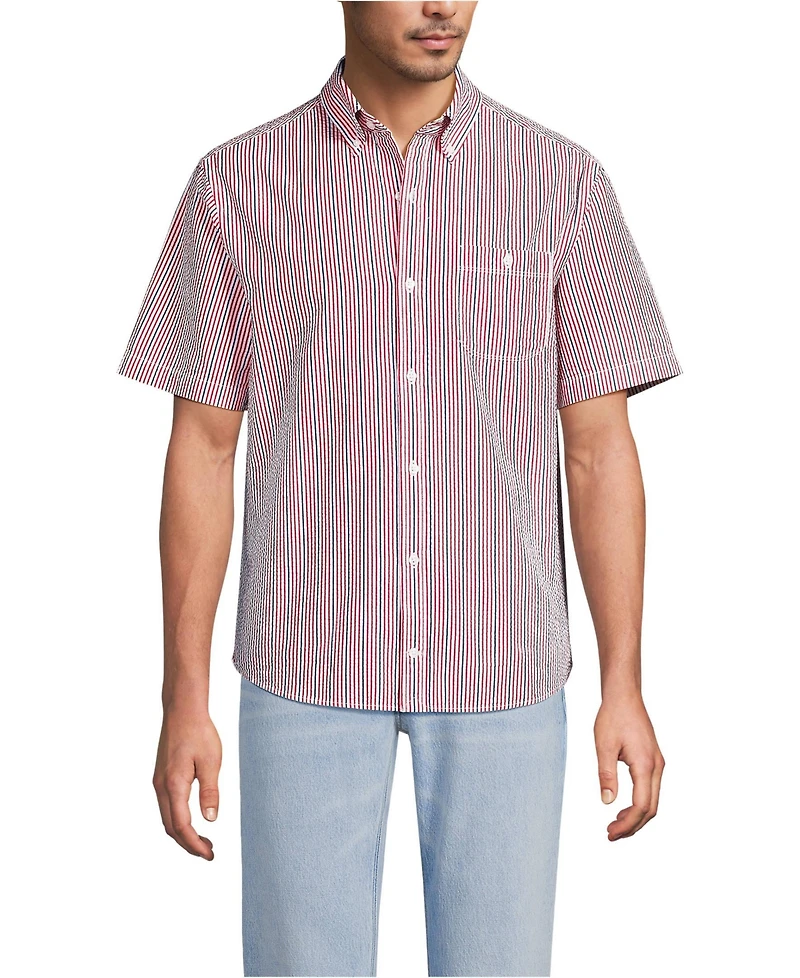 Lands' End Men's Short Sleeve Seersucker Shirt