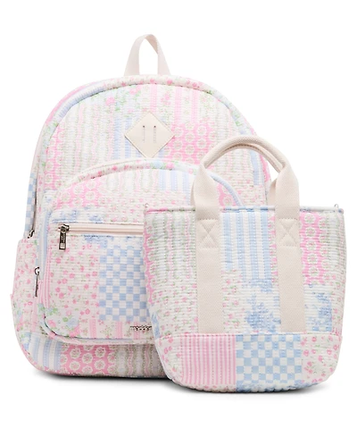 Madden Girl Lynxqc Quilted Cotton Dome Medium Backpack and Lunchbox Set