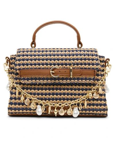 Madden Girl Shells Straw Small Top Handle Satchel Handbag