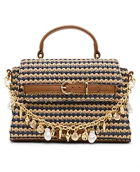 Madden Girl Shells Straw Small Top Handle Satchel Handbag