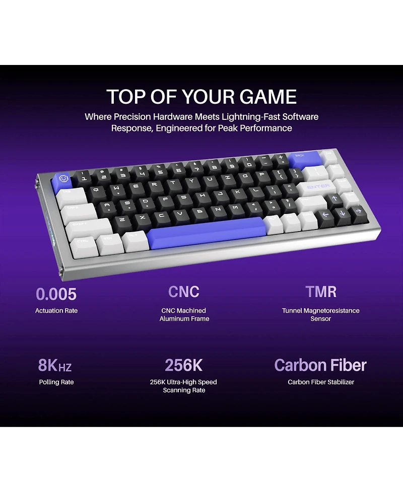 Uniqmag UQ68 High Precision Magnetic Switch Springless Rgb Tkl Gaming Keyboard for Pc