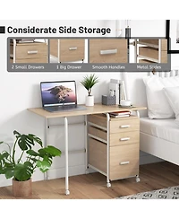 Gouun Folding Wood Modern Writing Desk with Cpu Stand and Open Shelves