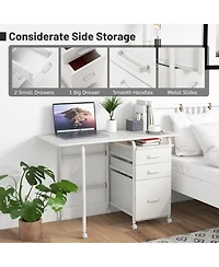 Gouun Folding Wood Modern Writing Desk with Cpu Stand and Open Shelves