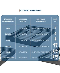 Homfan Wood Platform Bed Frame in Washed, Floor Style, No Headboard, No Box Spring Needed