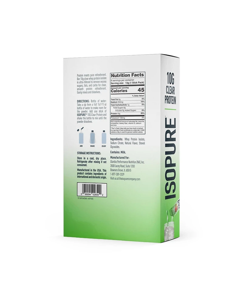 Isopure Protein Water Stickpacks Strawberry Kiwi, 6 Count