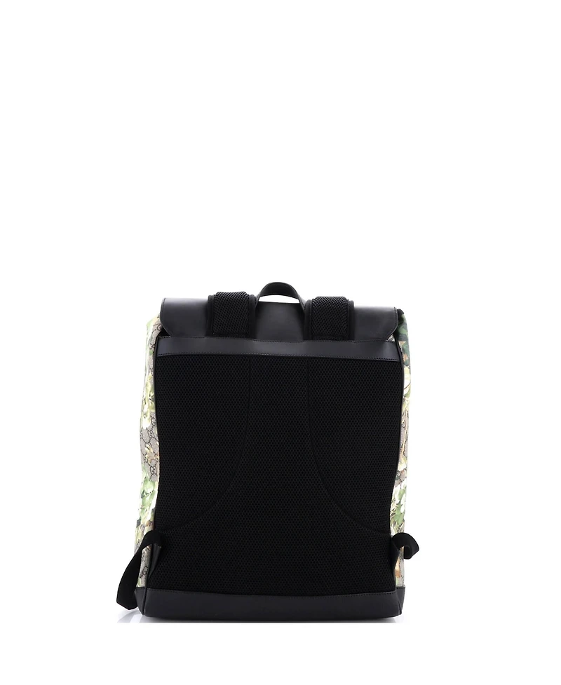 Pre-Owned Gucci Buckle Backpack Blooms Print Gg Coated Canvas and Leather