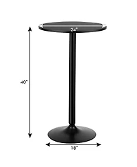 Gymax Set of 2 Round Pub Table 24" Bistro Bar Height Cocktail Table w/Metal Base