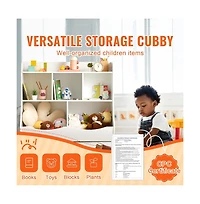 Sugift 5-Cubby Wood Toy Storage Organizer with Bookshelf, 35 x 16 x 30 in