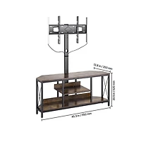 Sugift 45 in Tv Stand with Built-In Mount for 32-75 in TVs, 3-Tier Entertainment Center with Power Outlets and Led Lights