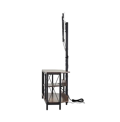 Sugift 45 in Tv Stand with Built-In Mount for 32-75 in TVs, 3-Tier Entertainment Center with Power Outlets and Led Lights