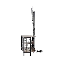Sugift 45 in Tv Stand with Built-In Mount for 32-75 in TVs, 3-Tier Entertainment Center with Power Outlets and Led Lights
