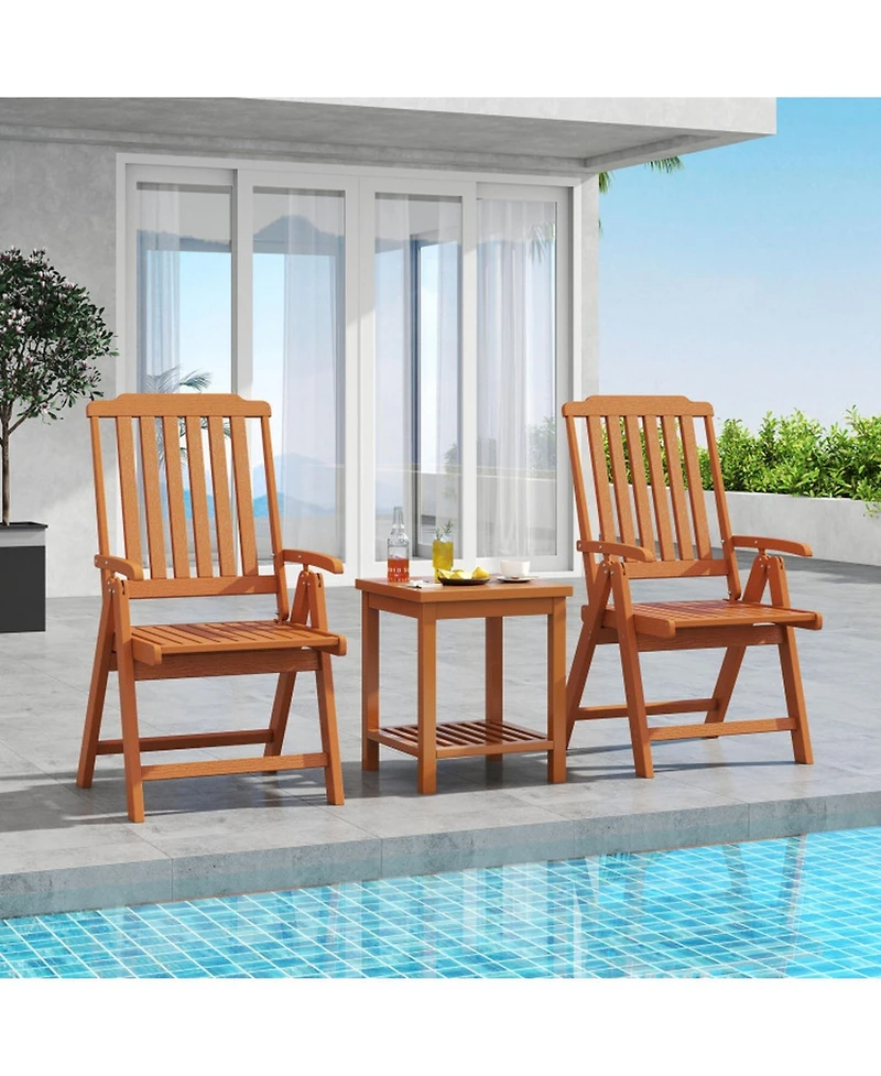 Gouun Foldable Hdpe Outdoor Dining Chair with Armrests, All-Weather Slatted Design
