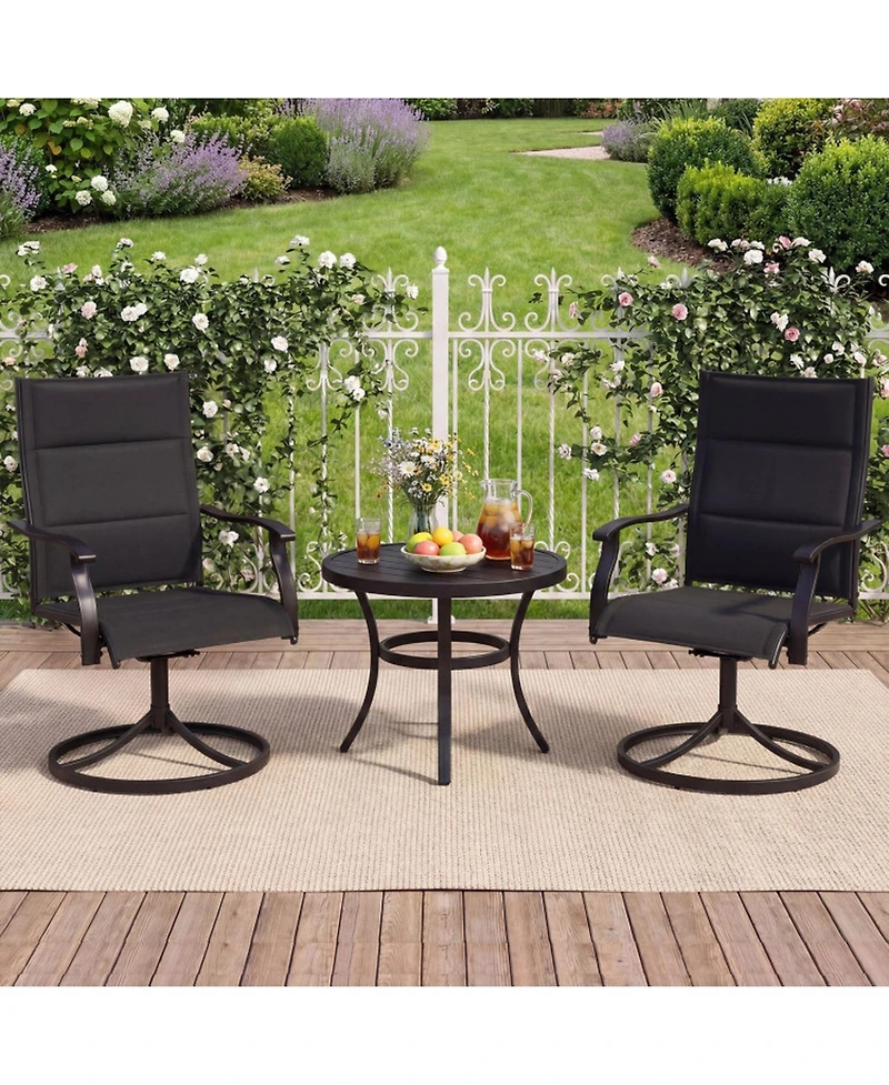 Gouun Padded Swivel Patio Dining Chairs Set of 2 with 360-Degree Rotation and Rocking