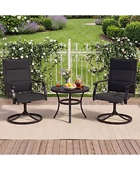Gouun Padded Swivel Patio Dining Chairs Set of 2 with 360-Degree Rotation and Rocking