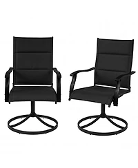 Gouun Padded Swivel Patio Dining Chairs Set of 2 with 360-Degree Rotation and Rocking