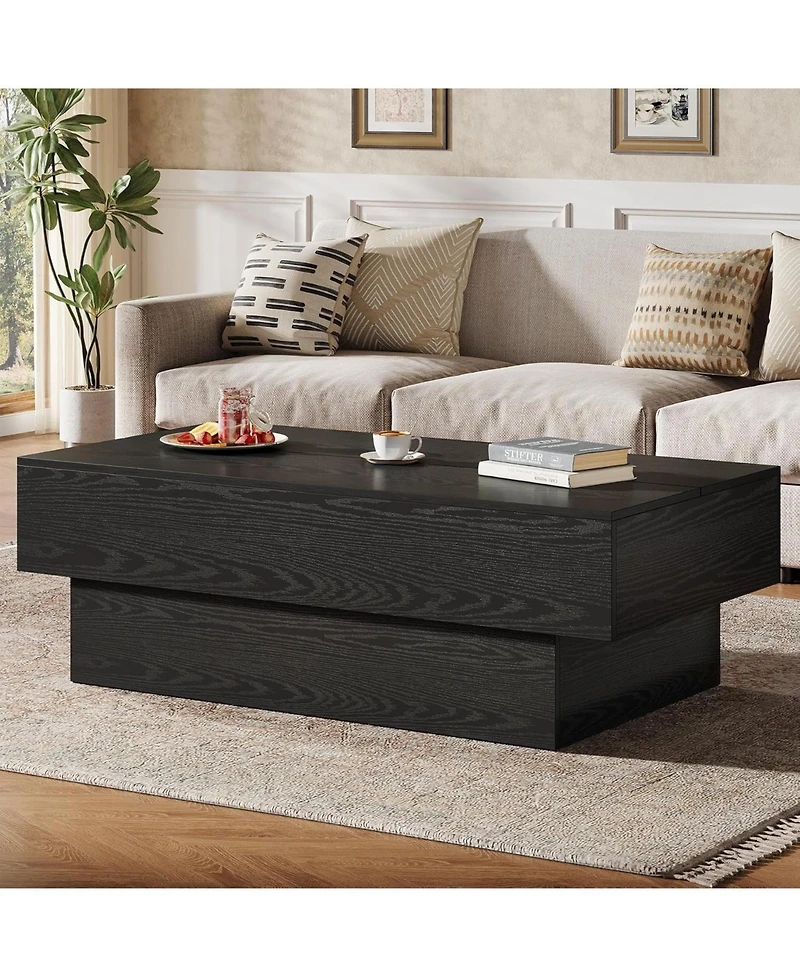 Tribesigns Farmhouse Wood Coffee Table, Rustic Large Rectangle Tea Table