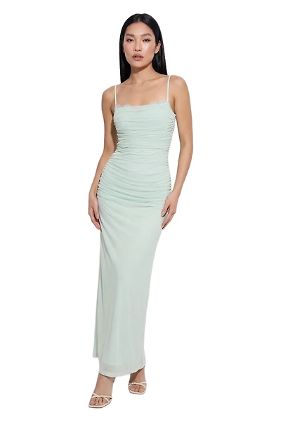 MissPap Women's Premium Tulle Lace Trim Maxi Dress
