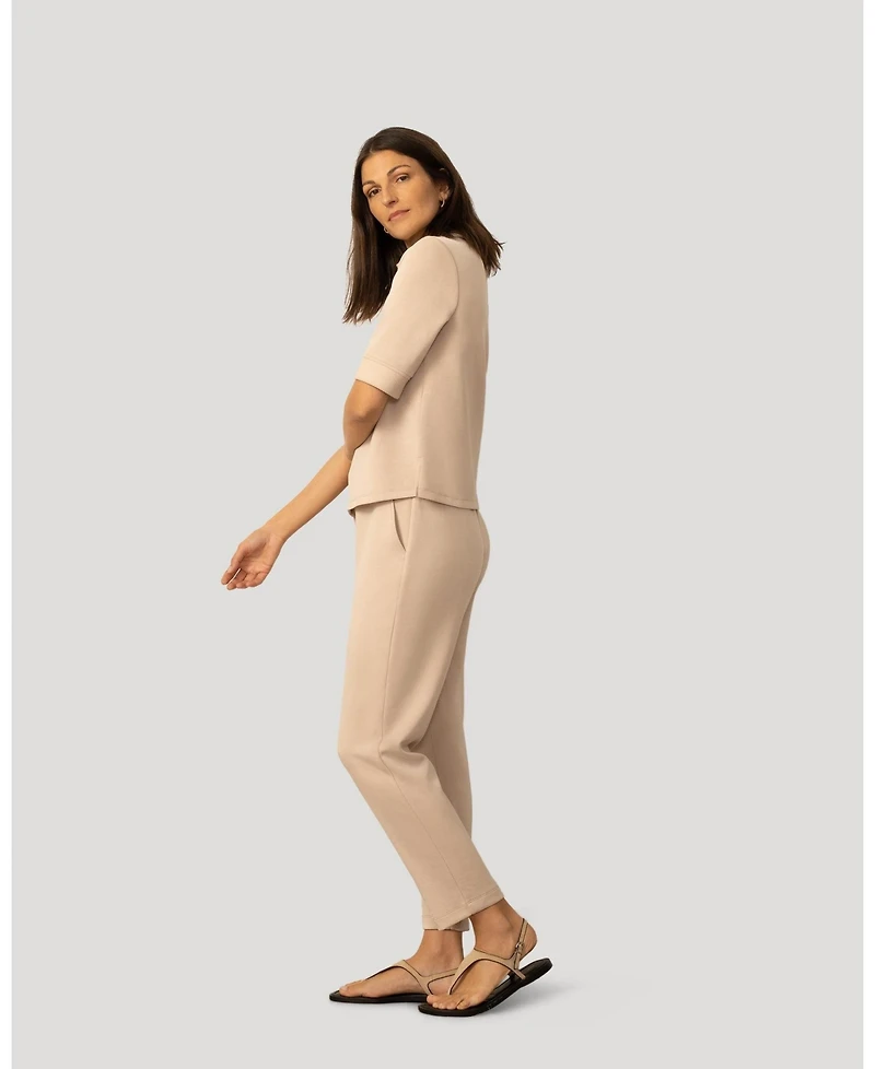 Cable & Gauge Women's and Rib Collar Polo Top Pant Set