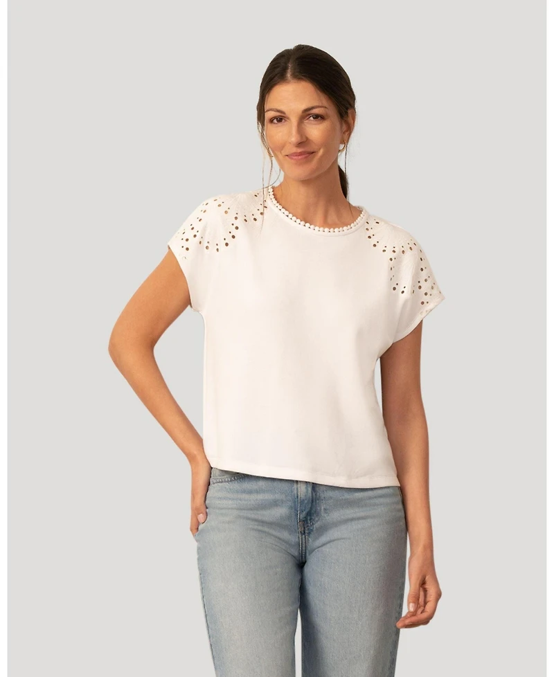 Cable & Gauge Women's and Scuba Cutout Drop Shoulder Top