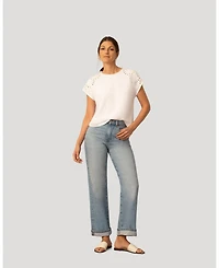 Cable & Gauge Women's and Scuba Cutout Drop Shoulder Top