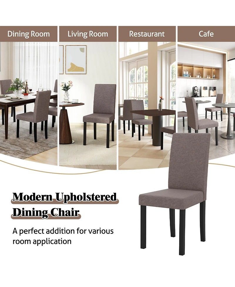 Gymax Dining Chair Set of Fabric Upholstered Rubber Wood Legs Side Armless